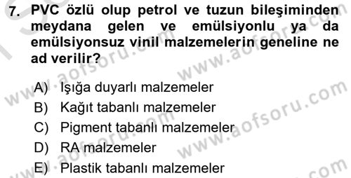 Sayısal Fotoğraf Baskı Teknikleri Dersi 2019 - 2020 Yılı (Final) Dönem Sonu Sınav Soruları 7. Soru