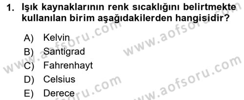 Sayısal Fotoğraf Baskı Teknikleri Dersi Ara Sınavı Deneme Sınav Soruları 1. Soru