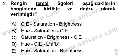 Sayısal Fotoğraf Baskı Teknikleri Dersi 2021 - 2022 Yılı (Vize) Ara Sınavı 2. Soru