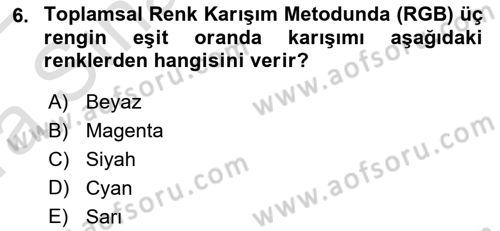 Sayısal Fotoğraf Baskı Teknikleri Dersi Ara Sınavı Deneme Sınav Soruları 6. Soru