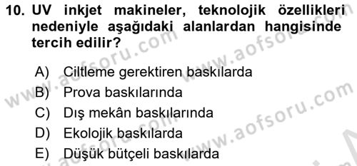 Sayısal Fotoğraf Baskı Teknikleri Dersi 2021 - 2022 Yılı (Final) Dönem Sonu Sınav Soruları 10. Soru