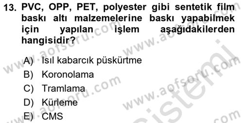 Sayısal Fotoğraf Baskı Teknikleri Dersi 2021 - 2022 Yılı (Final) Dönem Sonu Sınav Soruları 13. Soru