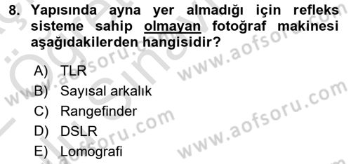 Sayısal Fotoğraf Baskı Teknikleri Dersi 2021 - 2022 Yılı Yaz Okulu Sınavı 8. Soru