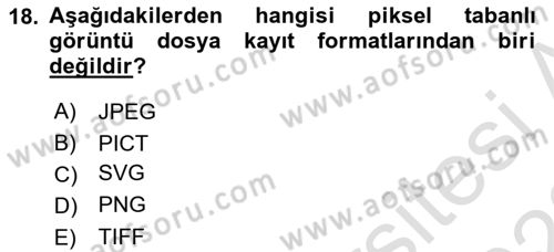 Sayısal Fotoğraf Baskı Teknikleri Dersi 2022 - 2023 Yılı (Vize) Ara Sınav Soruları 18. Soru