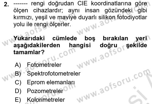 Sayısal Fotoğraf Baskı Teknikleri Dersi 2022 - 2023 Yılı (Vize) Ara Sınav Soruları 2. Soru