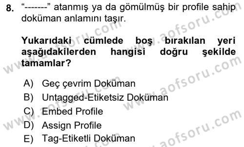 Sayısal Fotoğraf Baskı Teknikleri Dersi 2022 - 2023 Yılı (Vize) Ara Sınav Soruları 8. Soru