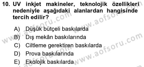 Sayısal Fotoğraf Baskı Teknikleri Dersi 2022 - 2023 Yılı (Final) Dönem Sonu Sınav Soruları 10. Soru