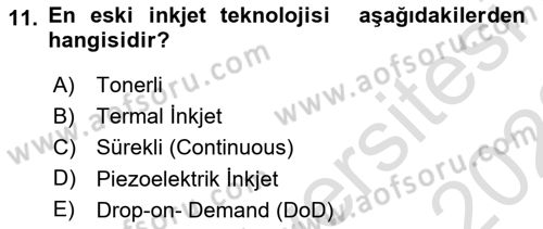 Sayısal Fotoğraf Baskı Teknikleri Dersi 2022 - 2023 Yılı (Final) Dönem Sonu Sınav Soruları 11. Soru