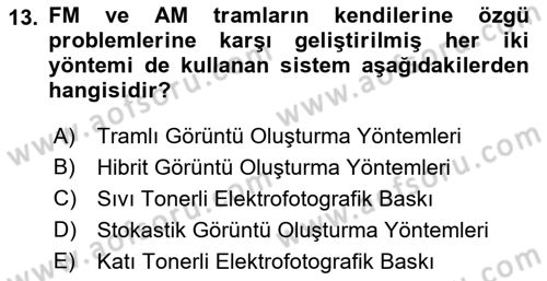 Sayısal Fotoğraf Baskı Teknikleri Dersi 2022 - 2023 Yılı (Final) Dönem Sonu Sınav Soruları 13. Soru