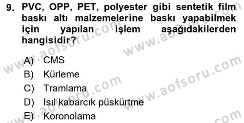 Sayısal Fotoğraf Baskı Teknikleri Dersi 2022 - 2023 Yılı (Final) Dönem Sonu Sınav Soruları 9. Soru