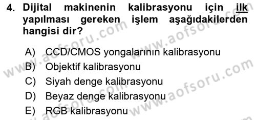 Sayısal Fotoğraf Baskı Teknikleri Dersi 2022 - 2023 Yılı Yaz Okulu Sınav Soruları 4. Soru