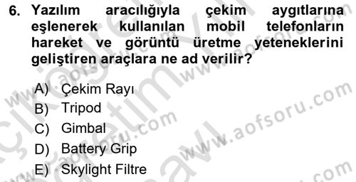 Sayısal Fotoğraf Baskı Teknikleri Dersi 2022 - 2023 Yılı Yaz Okulu Sınav Soruları 6. Soru