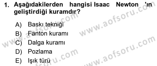 Sayısal Fotoğraf Baskı Teknikleri Dersi Ara Sınavı Deneme Sınav Soruları 1. Soru