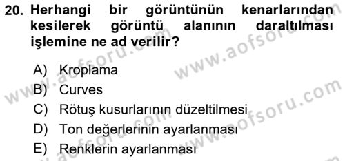 Sayısal Fotoğraf Baskı Teknikleri Dersi Ara Sınavı Deneme Sınav Soruları 20. Soru