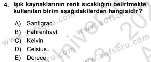 Sayısal Fotoğraf Baskı Teknikleri Dersi Ara Sınavı Deneme Sınav Soruları 4. Soru