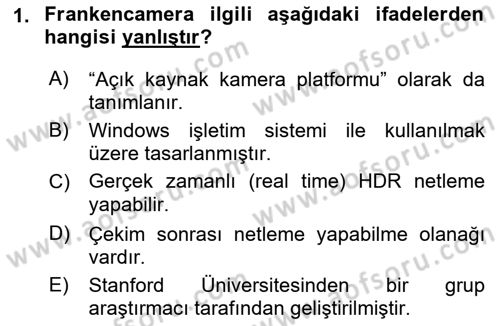 Sayısal Fotoğraf Baskı Teknikleri Dersi 2023 - 2024 Yılı (Final) Dönem Sonu Sınav Soruları 1. Soru
