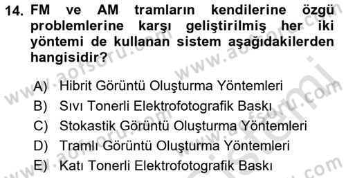 Sayısal Fotoğraf Baskı Teknikleri Dersi 2023 - 2024 Yılı (Final) Dönem Sonu Sınav Soruları 14. Soru