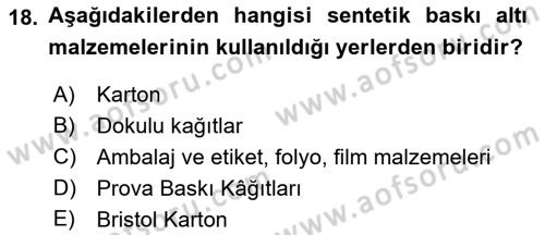 Sayısal Fotoğraf Baskı Teknikleri Dersi 2023 - 2024 Yılı (Final) Dönem Sonu Sınav Soruları 18. Soru