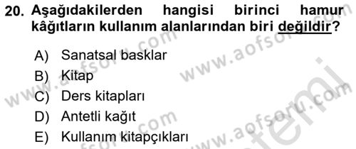 Sayısal Fotoğraf Baskı Teknikleri Dersi 2023 - 2024 Yılı (Final) Dönem Sonu Sınav Soruları 20. Soru