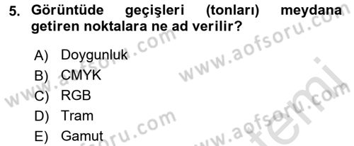 Sayısal Fotoğraf Baskı Teknikleri Dersi 2023 - 2024 Yılı (Final) Dönem Sonu Sınav Soruları 5. Soru