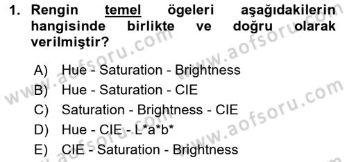 Sayısal Fotoğraf Baskı Teknikleri Dersi 2023 - 2024 Yılı Yaz Okulu Sınav Soruları 1. Soru