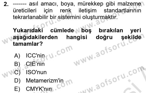 Sayısal Fotoğraf Baskı Teknikleri Dersi 2024 - 2025 Yılı (Vize) Ara Sınav Soruları 2. Soru