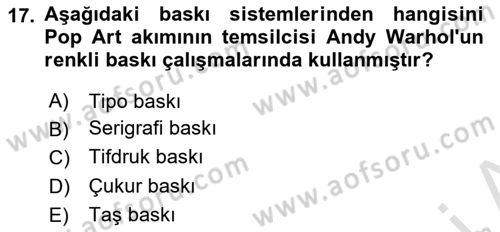 Sayısal Fotoğraf Baskı Teknikleri Dersi 2024 - 2025 Yılı (Final) Dönem Sonu Sınav Soruları 17. Soru