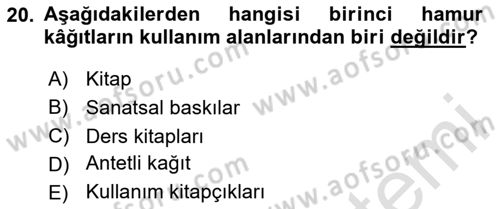 Sayısal Fotoğraf Baskı Teknikleri Dersi 2024 - 2025 Yılı (Final) Dönem Sonu Sınav Soruları 20. Soru