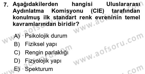 Sayısal Fotoğraf Baskı Teknikleri Dersi 2024 - 2025 Yılı (Final) Dönem Sonu Sınav Soruları 7. Soru