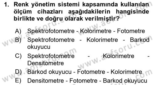 Sayısal Fotoğraf Baskı Teknikleri Dersi 2024 - 2025 Yılı Yaz Okulu Sınav Soruları 1. Soru