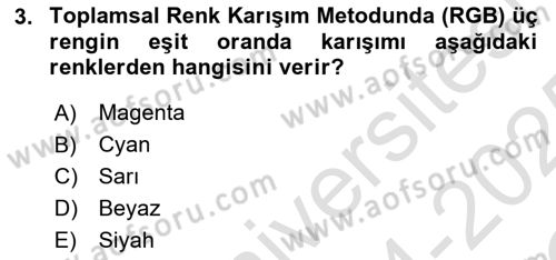 Sayısal Fotoğraf Baskı Teknikleri Dersi 2024 - 2025 Yılı Yaz Okulu Sınav Soruları 3. Soru