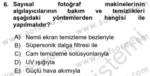 Sayısal Fotoğraf Baskı Teknikleri Dersi 2024 - 2025 Yılı Yaz Okulu Sınav Soruları 6. Soru