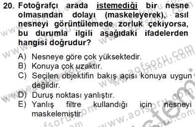 Optik Bakış Dersi 2012 - 2013 Yılı (Final) Dönem Sonu Sınav Soruları 20. Soru