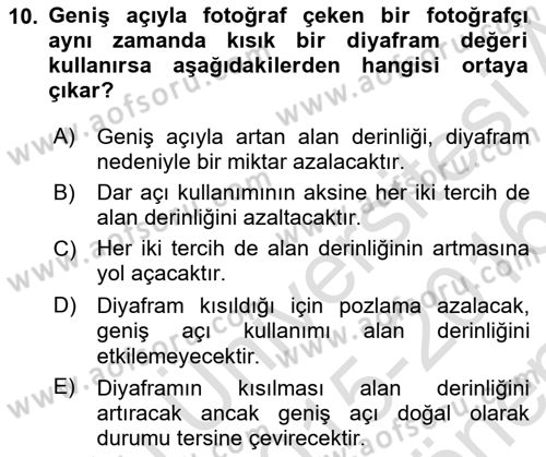 Optik Bakış Dersi 2015 - 2016 Yılı (Final) Dönem Sonu Sınav Soruları 10. Soru