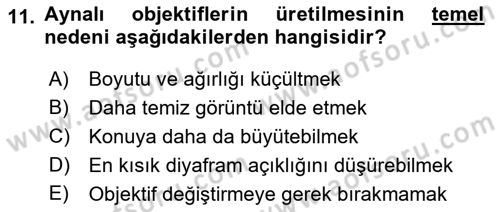 Optik Bakış Dersi 2015 - 2016 Yılı (Final) Dönem Sonu Sınav Soruları 11. Soru