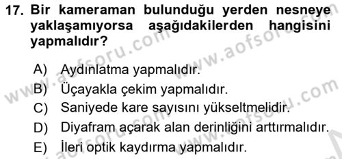 Optik Bakış Dersi 2015 - 2016 Yılı (Final) Dönem Sonu Sınav Soruları 17. Soru
