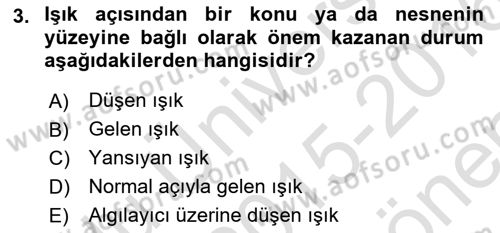 Optik Bakış Dersi 2015 - 2016 Yılı (Final) Dönem Sonu Sınav Soruları 3. Soru