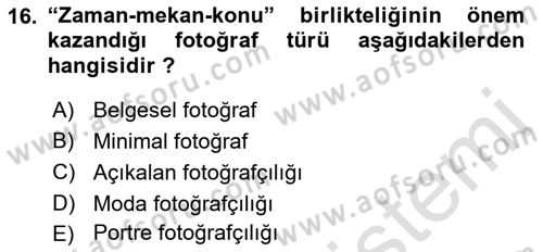 Optik Bakış Dersi 2016 - 2017 Yılı (Final) Dönem Sonu Sınav Soruları 16. Soru