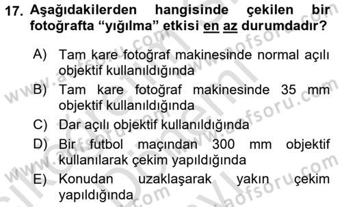 Optik Bakış Dersi 2016 - 2017 Yılı (Final) Dönem Sonu Sınav Soruları 17. Soru