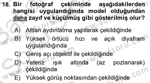 Optik Bakış Dersi 2016 - 2017 Yılı (Final) Dönem Sonu Sınav Soruları 18. Soru