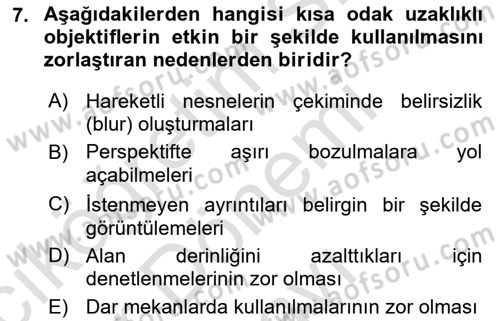 Optik Bakış Dersi 2016 - 2017 Yılı (Final) Dönem Sonu Sınav Soruları 7. Soru