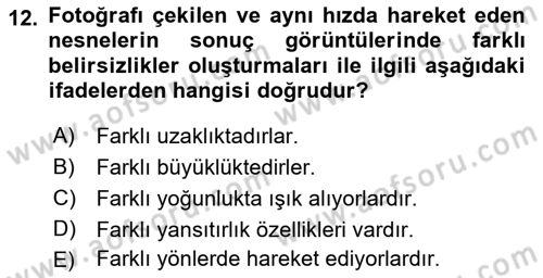Optik Bakış Dersi 2017 - 2018 Yılı (Final) Dönem Sonu Sınav Soruları 12. Soru