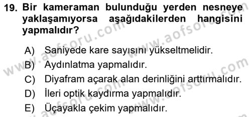 Optik Bakış Dersi 2017 - 2018 Yılı (Final) Dönem Sonu Sınav Soruları 19. Soru