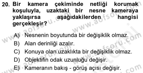 Optik Bakış Dersi 2017 - 2018 Yılı (Final) Dönem Sonu Sınav Soruları 20. Soru