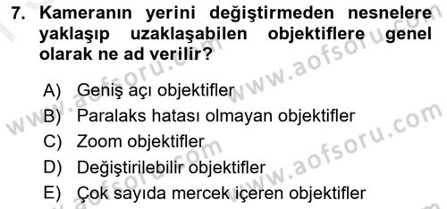 Optik Bakış Dersi 2017 - 2018 Yılı (Final) Dönem Sonu Sınav Soruları 7. Soru