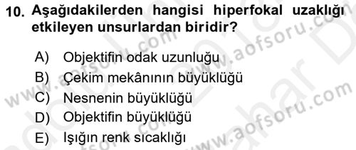 Optik Bakış Dersi 2018 - 2019 Yılı (Vize) Ara Sınavı 10. Soru