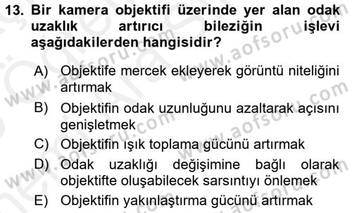 Optik Bakış Dersi 2018 - 2019 Yılı (Vize) Ara Sınavı 13. Soru