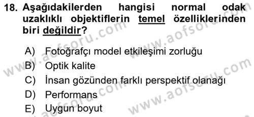 Optik Bakış Dersi 2018 - 2019 Yılı (Vize) Ara Sınavı 18. Soru