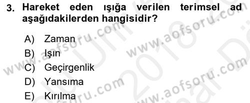 Optik Bakış Dersi 2018 - 2019 Yılı (Vize) Ara Sınavı 3. Soru