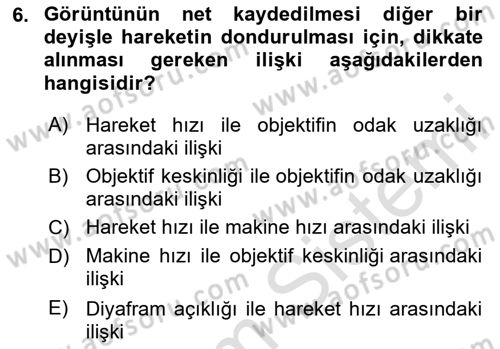 Optik Bakış Dersi 2020 - 2021 Yılı Yaz Okulu Sınav Soruları 6. Soru